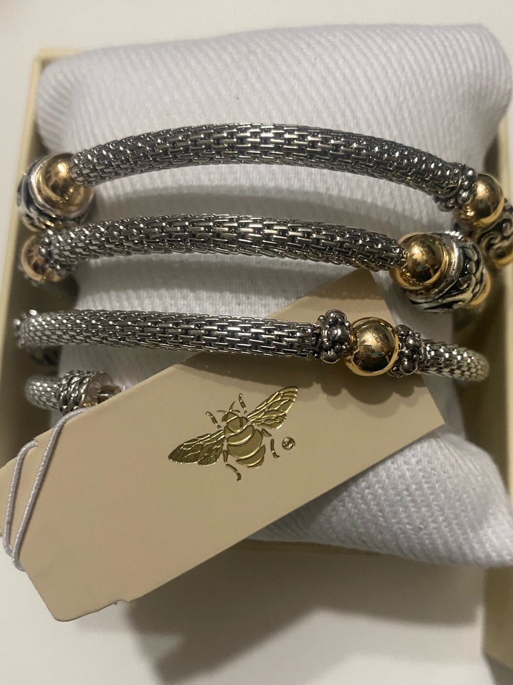 Gold & Silver Mesh Bangle Bracelet Women Jewelry